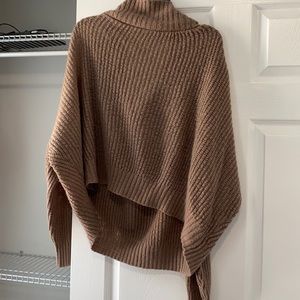 One shoulder oversized tan sweater